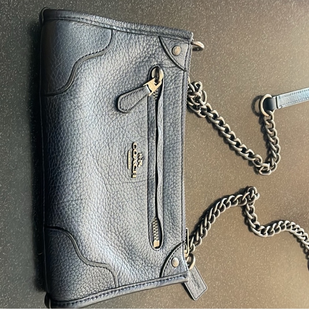 Coach Mickie F52646 denim blue leather - Picture 2 of 4